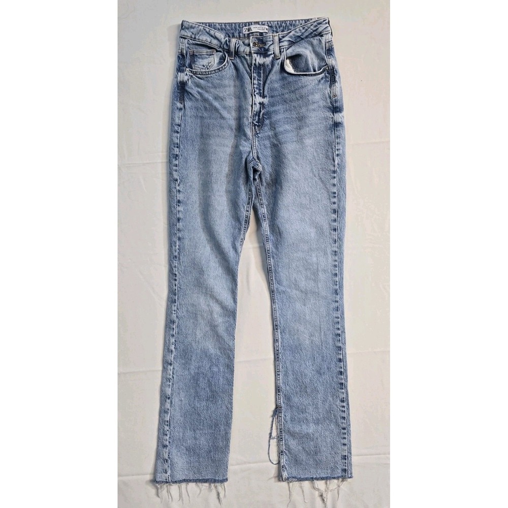 Zara Women's Jeans Blue Hi-rise‎ 6 Splits 34 Inch Inseam